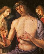 Giovanni Santi Christ supported by two angels oil